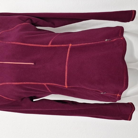 Athleta Burgundy Sporty Sky High Polartec Half Zip Pullover Embroidered Hoodie M - Picture 3 of 13